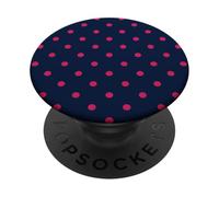 Navy Blue Hot Pink Polka Dot Boho Vintage Aesthetic PopSockets Adhesive PopGrip