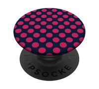 Navy Blue Hot Pink Polka Dot Boho Vintage Aesthetic PopSockets Adhesive PopGrip