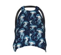 Navy Blue Jellyfish Print Baby Car Seat Covers, Breathable Nursing Cover Breastfeeding Cover, Stroller Covers, Multi-use Infant Carseat Canopy, Baby Boys Girls Newborn Essentials