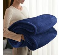 (Navy Blue, King) Thick Warm Soft Blanket Mink Faux Fur Large Throw Sofa Bed Couch Fleece Blankets UK
