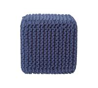 (Navy Blue) Knitted Cotton Cube Footstool 35 x 35 x 35 cm