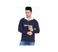 (Navy Blue, L) Men's Six Nation Rugby Long Sleeve Sports Jersey