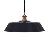 Navy Blue Large Chancery Painted Dome Pendant Light With Antique Copper Lamp Holder And Black Twisted Cable - Se Home