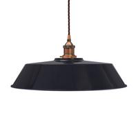 Navy Blue Large Chancery Painted Dome Pendant Light With Antique Copper Lamp Holder And Brown Twisted Cable - Se Home