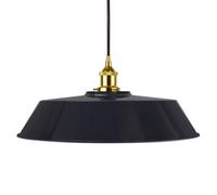 Navy Blue Large Chancery Painted Dome Pendant Light With Gold Lamp Holder And Black Round Cable - Se Home