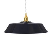Navy Blue Large Chancery Painted Dome Pendant Light With Polished Brass Lamp Holder And Black Twisted Cable - Se Home
