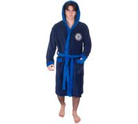 (Navy Blue, Large) Chelsea FC Mens Dressing Gown Robe Hooded Fleece OFFICIAL Football Gift