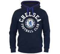 (Navy Blue, Large) Chelsea FC Official Football Gift Mens Fleece Graphic Hoody Blue