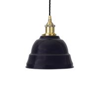 Navy Blue Lincoln Painted Dome Pendant Light With Antique Brass Lamp Holder And Black Twisted Cable - Se Home