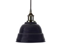 Navy Blue Lincoln Painted Dome Pendant Light With Black Nickel Lamp Holder And Black Round Cable - Se Home