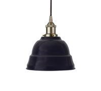 Navy Blue Lincoln Painted Dome Pendant Light With Brushed Chrome Lamp Holder And Black Round Cable - Se Home