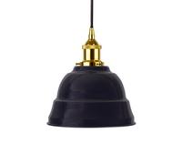 Navy Blue Lincoln Painted Dome Pendant Light With Gold Lamp Holder And Black Round Cable - Se Home