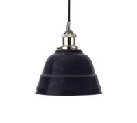 Navy Blue Lincoln Painted Dome Pendant Light With Nickel Lamp Holder And Black Round Cable - Se Home