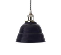 Navy Blue Lincoln Painted Dome Pendant Light With Nickel Lamp Holder And Black Twisted Cable - Se Home