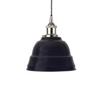 Navy Blue Lincoln Painted Dome Pendant Light With Nickel Lamp Holder And Grey Twisted Cable - Se Home