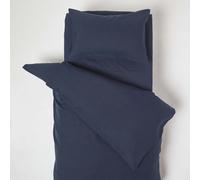 HOMESCAPES French Flax Linen Cot Bed Duvet Cover Set with Pillowcase - 120 x 150 cm - Navy