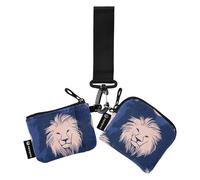 Navy Blue Lions Dual Coin Purse Credit Card Holder Wallet Small Detachable ID Card Holders Protector with Zipper Pocket for Work Travel 2 Packs, Multicolor, 4.13"(L) x 3.5"(W), Travel Accessory