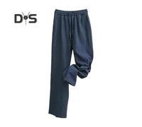 (navy blue, M) Men's Linen Trousers Casual Loose Fit Straight Pants with Drawstring Wide Leg Golf Trousers Summer Wear for Vacation Travel Work Daily Life