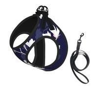 Navy Blue Magnolia Flowers,Pet Harness,Adjustable Reflective Dog Harness,Pet Leash Vest,L