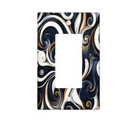 Navy Blue Marble Decorative Switch Cover 1 Gang Single Rocker, Luxury Abstract Modern Switchcover Wall Plate, Contemporary Cool Electrical Faceplate for Bedroom Living Room Decor