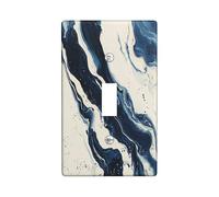 Navy Blue Marble Decorative Switch Cover 1 Gang Single Toggle, Cool Abstract Modern Wall Plate Cover, Standard Size, Contemporary Vintage Electrical Faceplate for Bedroom Living Room Decor