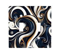 Navy Blue Marble Decorative Switch Cover 2 Gang Double Toggle, Luxury Abstract Modern Switchcover Wall Plate, Contemporary Cool Electrical Faceplate for Bedroom Living Room Decor