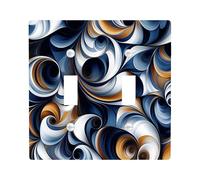 Navy Blue Marble Decorative Switch Cover 2 Gang Double Toggle, Luxury Abstract Modern Wall Plate Cover, Standard Size, Contemporary Cool Electrical Faceplate for Bedroom Living Room Decor