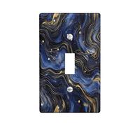 Navy Blue Marble Decorative Switch Cover Plate 1 Gang Single Toggle, Luxury Abstract Modern Electrical Faceplate for Bedroom Bathroom Decor, Contemporary Cool Standard Size Switchplate