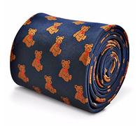 Navy blue men’s tie with teddy bear design, 147cm slim classic 8cm width, necktie with tailored finish, perfect for weddings, office attire, formal occasions, dinner parties, unique and stylish