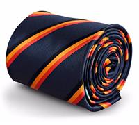 Navy Blue Mens Tie with Belgium Flag Red Black Orange Stripe Pattern, Ideal for Office Wear, Weddings, Dinner Parties or Formal Events, Classic 8cm Width