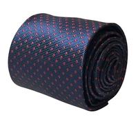 Navy Blue Mens Tie with Red Spot Pattern, 7cm Wide with Classic Styling, Ideal for Office Formal Wear and Wedding, Crafted from Luxury Fabric