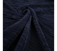 Navy Blue Mini Pleated Crushed Plissé Satin Stretch Bodre Fabric Skirt Trousers 8703 (1 Metre)