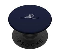Navy Blue Minimalist Wave Minimalistic Line Art PopSockets Adhesive PopGrip