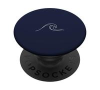 Navy Blue Minimalist Wave Minimalistic Line Art PopSockets Adhesive PopGrip