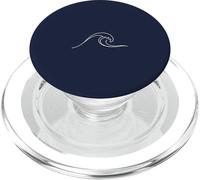 Navy Blue Minimalist Wave Minimalistic Line Art PopSockets PopGrip for MagSafe