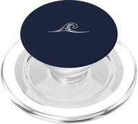 Navy Blue Minimalist Wave Minimalistic Line Art PopSockets PopGrip for MagSafe