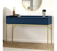 Navy Blue Modern Dressing Table with 2 Drawers - Zion