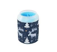 Navy Blue Moose Winter Portable Dog Paw Washer Soft Silicone Brush Feet Cleaning Kit for Cats Dogs