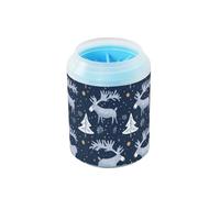Navy Blue Moose Winter Portable Paw Cleaner Cup with Soft Massage Brush Pets Feet Cleaning Kit for Small Medium Dogs and Cats kit de limpieza para perros