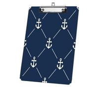 Navy Blue Nautical Anchor A4 Clipboard, Acrylic Decorative Legal Size Clip Board 9"× 12. 5" with Low Profile Metal Clip, Clipboards for School Offoce Lady Men Women Nurses