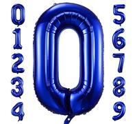 Navy Blue Number 0 Balloons,40" Giant Dark Blue Birthday Balloon Large Foil Mylar Number Digital Balloons for Birthday Party Graduation Baby Shower Anniversary Decorations (Navy Blue, Number 0)