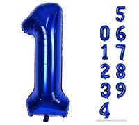 Navy Blue Number 1 Balloons, 40 In Large Dark Blue Number 1 Foil Helium Balloons for Men, Self Inflating Royal Blue Number Balloons 0-9 for Boys 1st 10th Birthday Anniversary Party Decoration
