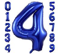 Navy Blue Number 4 Balloons,40" Giant Dark Blue 4th Birthday Balloon Large Foil Mylar Number Digital Balloons for Birthday Party Graduation Baby Shower Anniversary Decorations (Navy Blue, Number 4)