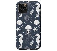 Navy Blue Ocean Seahorse Jellyfish Pattern Case for iPhone 11 Pro