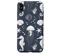 Navy Blue Ocean Seahorse Jellyfish Pattern Case for iPhone XS Max