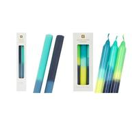 Navy Blue Ombre Candles & Blue Yellow Green Ombre Tapered Candles Bundle