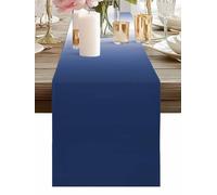 Navy Blue Ombre Table Runner 13 x 90 Inch, Modern Abstract Gradient Minimalist Washable Cotton Linen Dining Table Runner Tabletop Decorations for Restaurant Home Kitchen Party