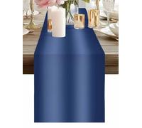 Navy Blue Ombre Table Runner 13 x 90 Inch, Modern Gradient Solid Color Abstract Rustic Washable Cotton Linen Dining Table Runner Tabletop Decorations for Restaurant Home Kitchen Party