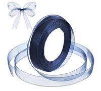 Navy Blue Organza Chiffon Ribbon for Gift Wrapping, 0.6 Inch 50 Yards Sheer Navy Blue Ribbon Tulle Ribbons for Christmas Halloween Decoration Birthday Party Wedding Flower Bouquet Crafts Bow Making