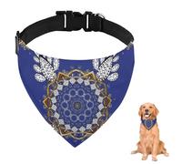 Navy Blue Oriental Decor Dog Bandana With Adjustable Strap D Ring Dog Neckerchief Pet Bibs Triangle Cat Bandana Clothing& Accessories for Dogs Puppy Dogs Cats Decor Machine Washable